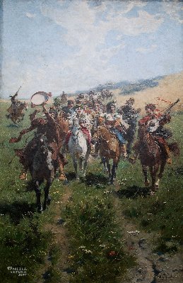 Józef Brandt Wesele kozackie  |  przed lub 1896<br />olej, płótno, 243 × 156,5 cm, Muzeum Górnośląskie w Bytomiu